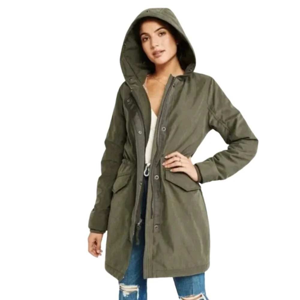 Abercrombie & Fitch Womens Ultra Parka Jacket Size Xs Olive Green Insulated
